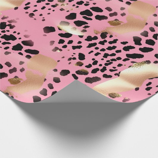 Chique Glam Goud Roze Zwart Leopard Cadeaupapier (Hoek)