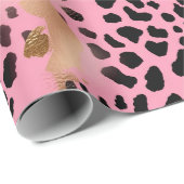 Chique Glam Goud Roze Zwart Leopard Cadeaupapier (Rol Hoek)