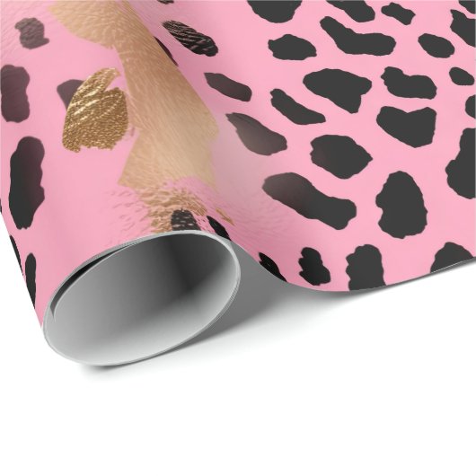 Chique Glam Goud Roze Zwart Leopard Cadeaupapier (Rol Hoek)