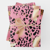 Chique Glam Goud Roze Zwart Leopard Inpakpapier Vel (In situ)
