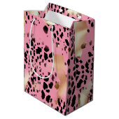 Chique Glam Goud Roze Zwart Leopard Medium Cadeauzakje (Achterkant Gekanteld)