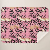 Chique Glam Goud Roze Zwart Leopard Sherpa Deken (Voorkant (horizontaal))