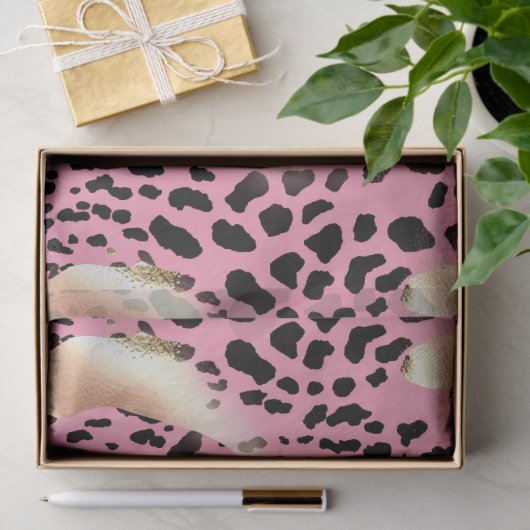Chique Glam Goud Roze Zwart Leopard Tissuepapier (Geschenk)