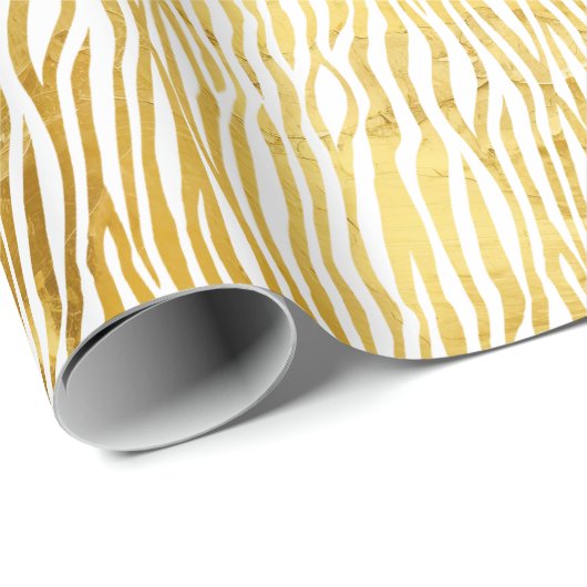 Chique Glam Goud Wit Zebra Cadeaupapier (Rol Hoek)