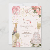 Chique glam pastel geschetst verjaardagsfeest kaart (Voorkant)