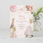 Chique glam pastel geschetst verjaardagsfeest kaart (Staand voorkant)