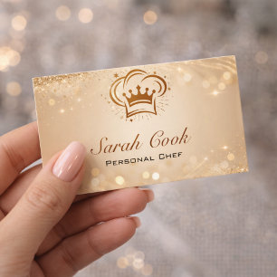 Chique Glam Persoonlijke Chef Catering Gouden Glit Visitekaartje