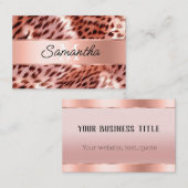 Chique Glam Roos Gouden Leopard Monogram Visitekaartje (Voorkant / Achterkant)