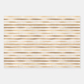 Chique glam roze, munt, goud, witte strepen inpakpapier vel (Voorkant 3)