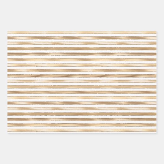 Chique glam roze, munt, goud, witte strepen inpakpapier vel (Voorkant 3)