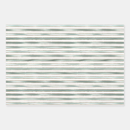 Chique glam roze, munt, goud, witte strepen inpakpapier vel (Voorkant 2)