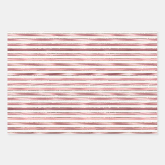 Chique glam roze, munt, goud, witte strepen inpakpapier vel (Voorkant)
