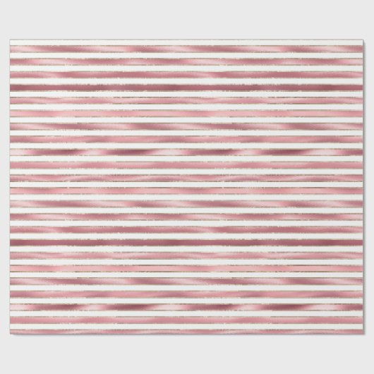 Chique glam roze witte strepen cadeaupapier (Vlak)
