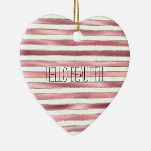 Chique glam roze witte strepen keramisch ornament (Rechts)