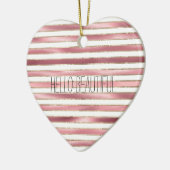 Chique glam roze witte strepen keramisch ornament (Links)