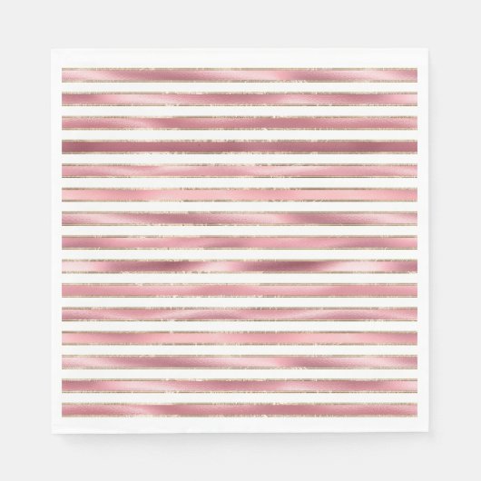 Chique glam roze witte strepen servet (Voorkant)