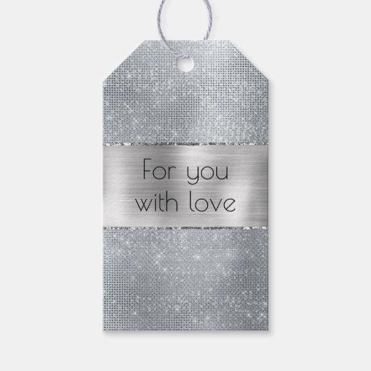 Chique Glam Silver Sparkle Cadeaulabel (Voorkant)