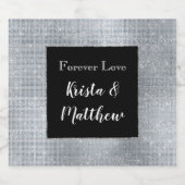 Chique Glam Silver Sparkle en Zwart Sparkling Wijnetiket (Enkel label)