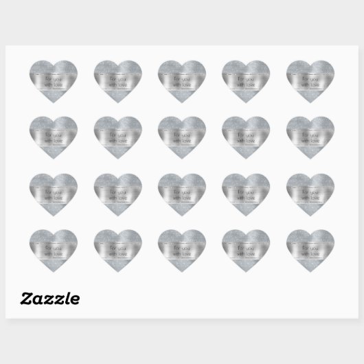 Chique Glam Silver Sparkle Hart Sticker (Vel)