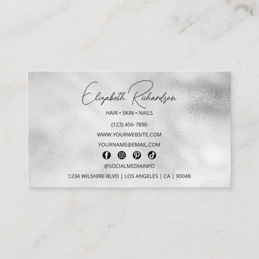 Chique Glam Sparkling Luxe Elegant Diamond Crystal Visitekaartje (Achterkant)