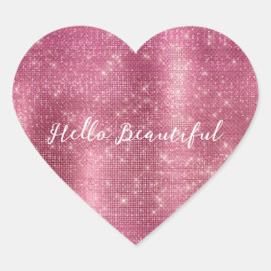Chique Glam Zilver Roze Sparkle en Zwart Hart Sticker