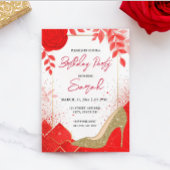Chique Glamm Rood Goud Glitter Verjaardagsfeest Kaart