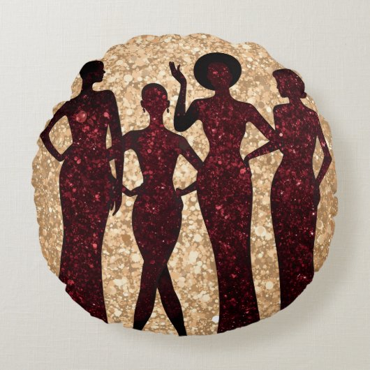 Chique glamour modefeest rond kussen (Voorkant)
