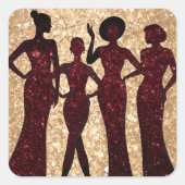Chique glamour modefeest vierkante sticker (Voorkant)
