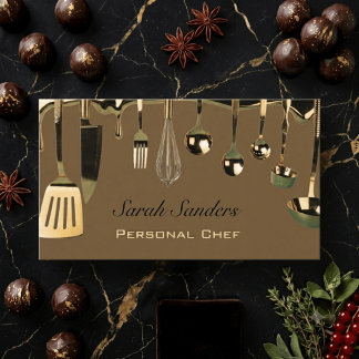 Chique glamour Persoonlijke Chef Catering Goud  Visitekaartje