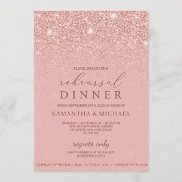 Chique glamour roos gouden glitter repetitie diner kaart