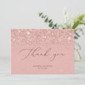Chique glamour roos gouden glitter schittert bruil bedankkaart (Staand voorkant)
