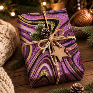 Chique glans roze goud vloeibare marmer cadeaupapier