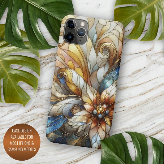 Chique Glas in lood bloemenmozaïek kunstpatroon iPhone Hoesje