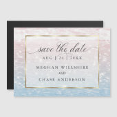 Chique glinsterend roze oceaanwater magnetische uitnodiging (Voorkant / Achterkant)