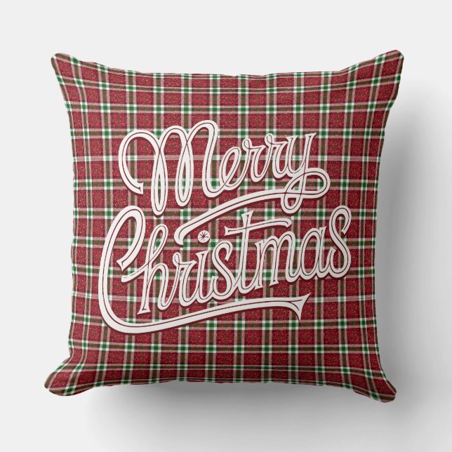 Chique glinsterende geruite Kerst- Kussen (Voorkant)