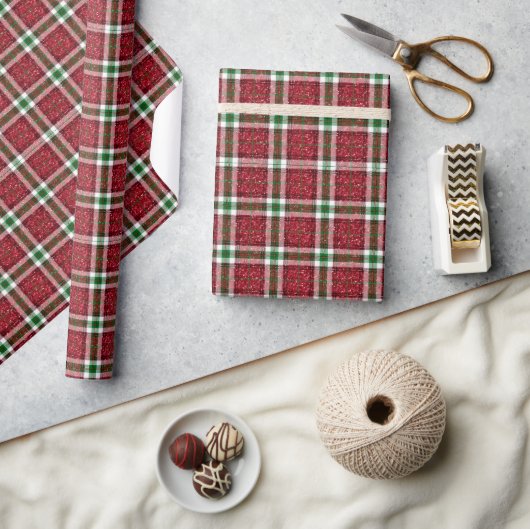Chique glinsterende geruite Kerstmis Cadeaupapier (Crafts)