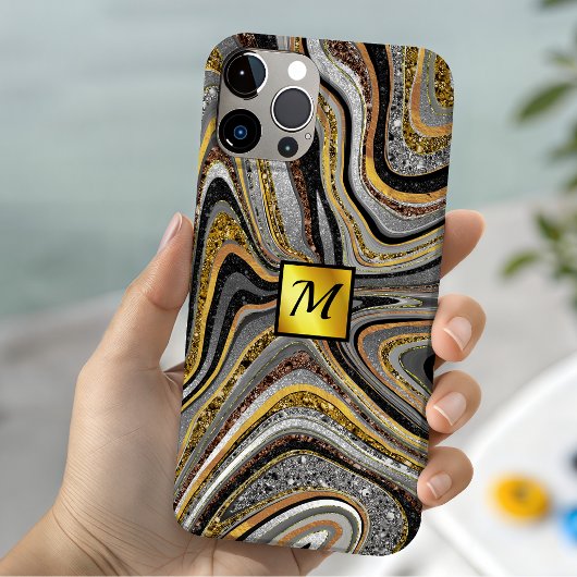 Chique glinsterende glitter marmer kunst grijze go Case-Mate iPhone case
