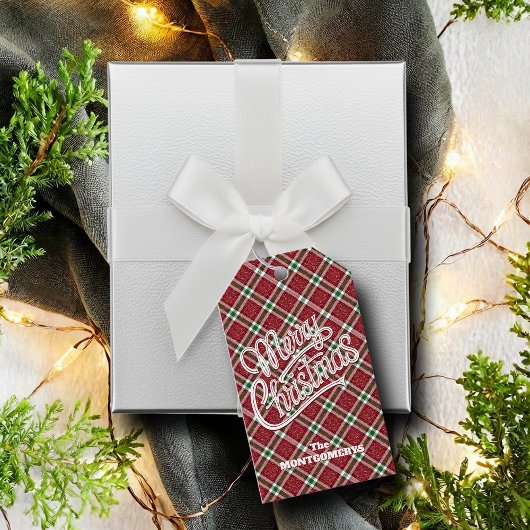 Chique glinsterende ruit Kerstmis Cadeaulabel
