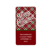 Chique glinsterende ruit Kerstmis retouradres Etiket (Voorkant)