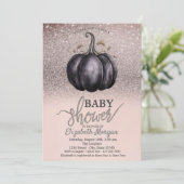 Chique glitter bokeh, pompoen Baby shower Kaart (Staand voorkant)