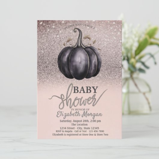 Chique glitter bokeh, pompoen Baby shower Kaart (Staand voorkant)