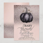 Chique glitter bokeh, pompoen Baby shower Kaart (Voorkant / Achterkant)