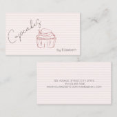 Chique Glitter Cupcake Aardbei Gestreepte Visitekaartje (Voorkant / Achterkant)