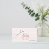 Chique Glitter Cupcake Aardbei Gestreepte Visitekaartje (Staand voorkant)