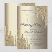Chique Glitter Drips Champagne 75e verjaardag Kaart (Voorkant / Achterkant)