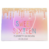 Chique Glitter Drips Kleurrijk Zoet 16 Groot Cadeauzakje (Voorkant)