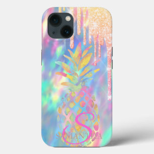 Chique Glitter Druppels Ananas Holografisch Case-Mate iPhone Case