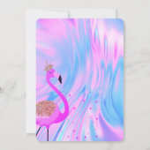 Chique Glitter Flamingo, Holografische Verjaardag Kaart (Achterkant)