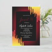 Chique Glitter Gele Drips, Rood Kaart (Staand voorkant)