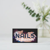 Chique Glitter Glam Nail Art Manicure Salon Blauw Visitekaartje (Staand voorkant)